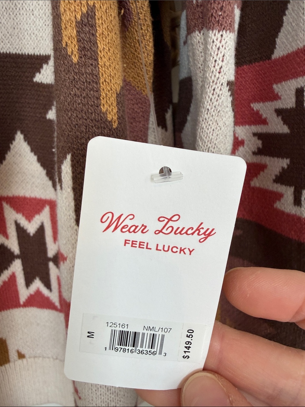 Lucky Brand Aztec Open-Front Cardigan in Pink, Brown, Rust & Cream - Picture 5 of 12